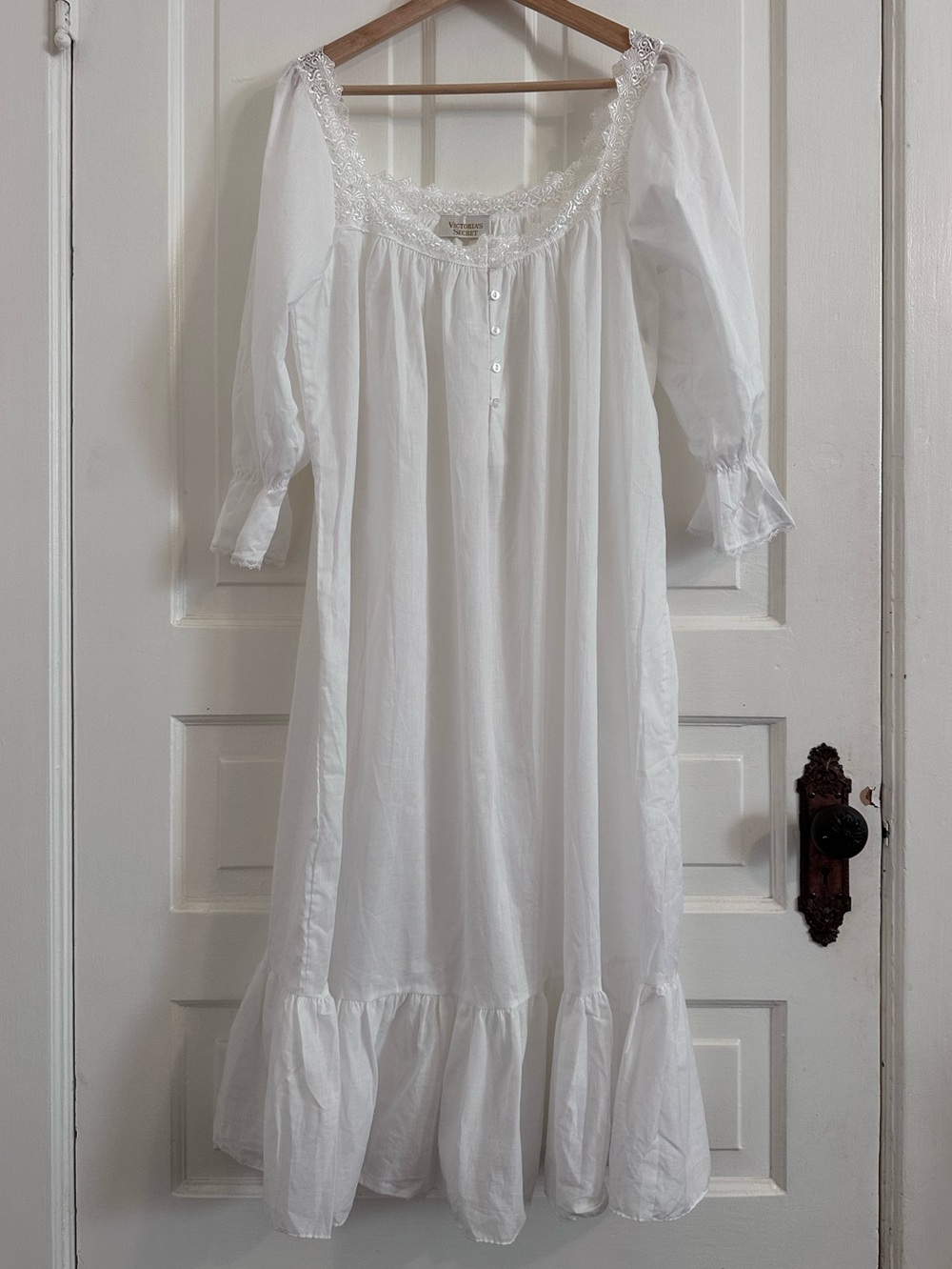 Victoria’s Secret Vintage Gold Label Cotton Nightgown Cotton Lace Coquette Small